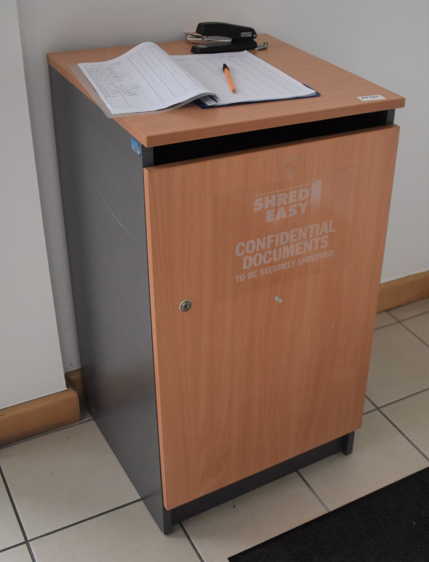 1 x Paper Shredding Security Cabinet - H90 x W50 x D50 cms - Ref: FF D - CL544 - Location: Leeds,