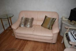 1 x Living Room Furniture Suite - Includes Leather Sofa, Armchairs, Glass Coffee Table and Glass