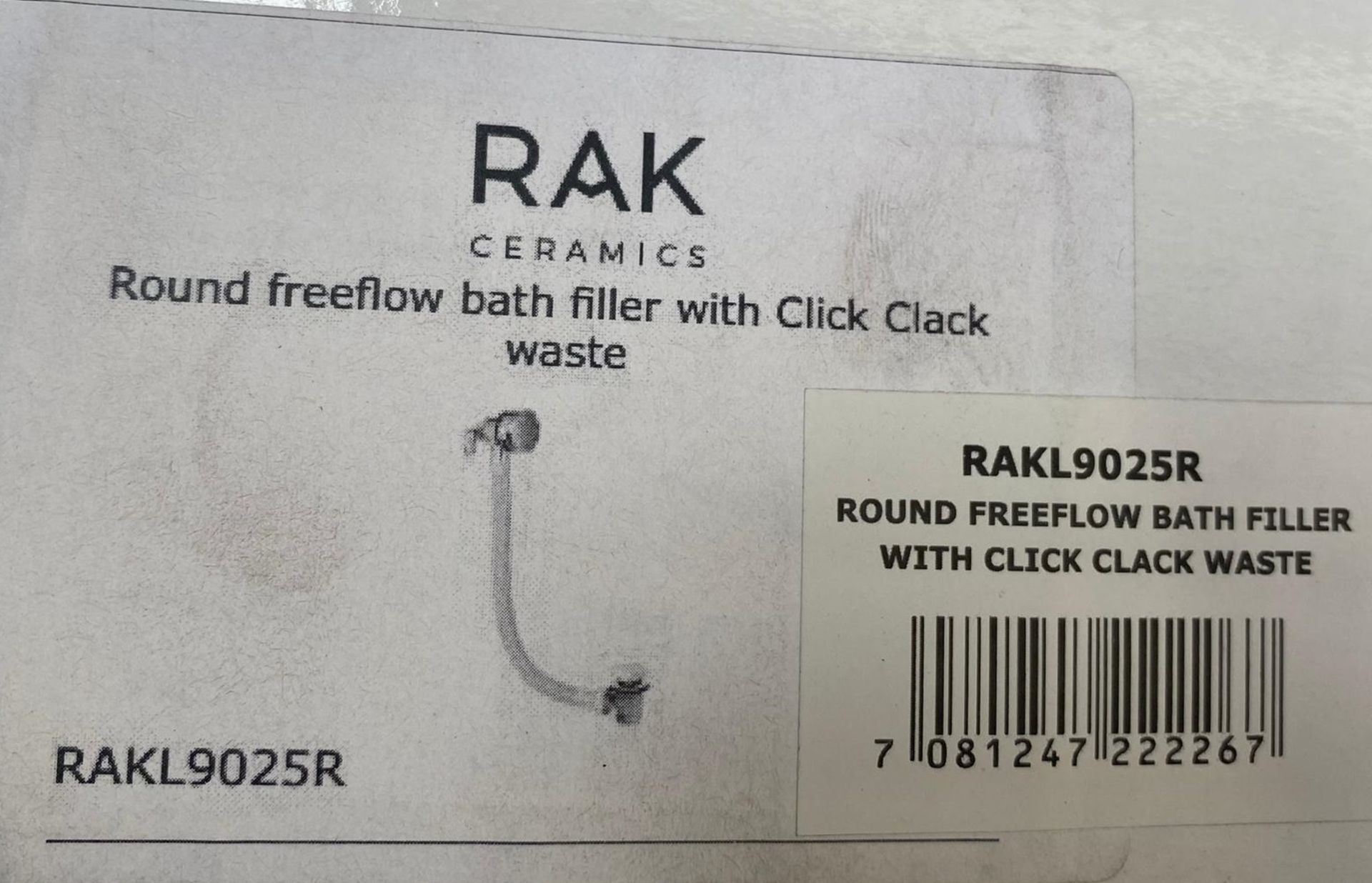 1 x RAK Ceramics Round Free Flow Bath FIller with Click Clack Waste - New Boxed Stock - - Image 2 of 4