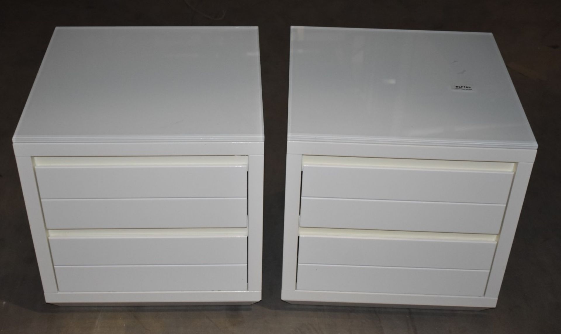 1 Pair of Casabella Adria Bedside Drawers - White Gloss With Glass Top and Soft Close Drawers  - - Image 4 of 6