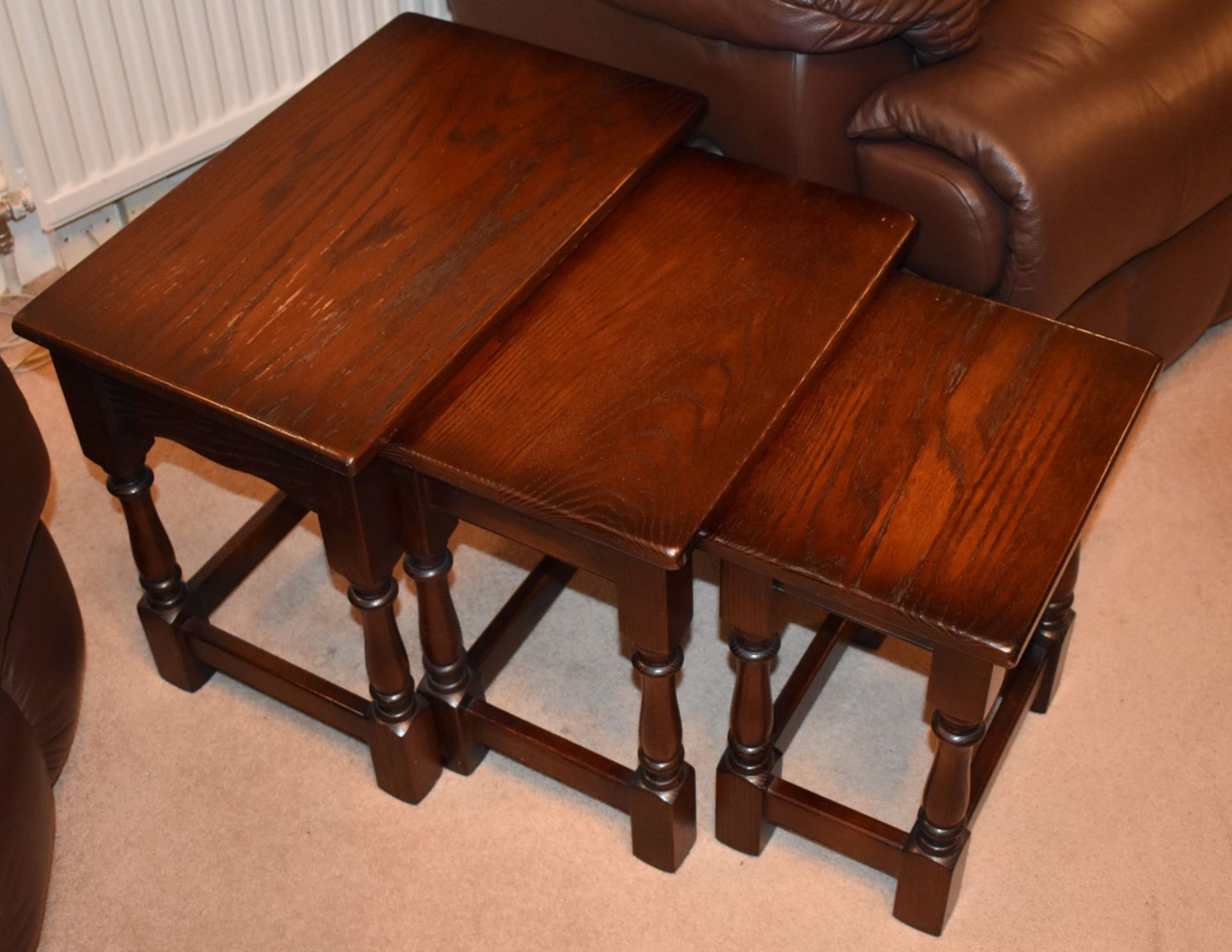 1 x Nest of Oak Tables By Jaycee - Dimensions: H46 x W55 x D35 cms - CL579 - No VAT on the