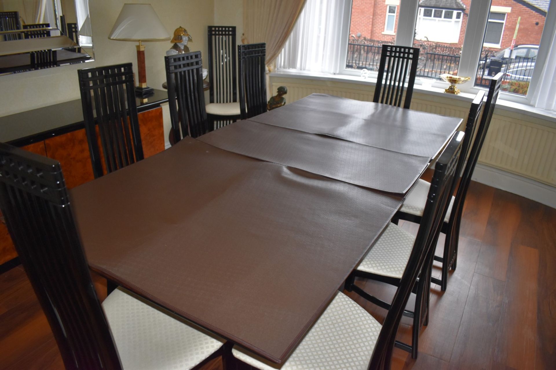 1 x Large Extending Dining Table With Eight Chairs - Features a Stunning Burr Walnut Centre With - Image 28 of 29