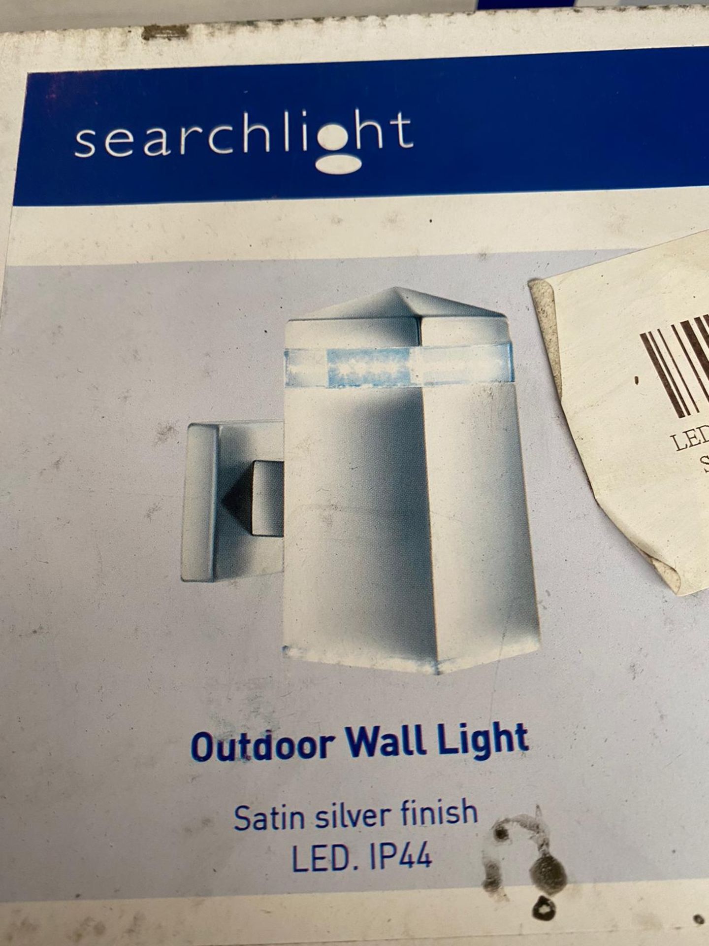 2 x Searchlight LED Outdoor Wall Light in satin silver - Ref: 7205 - New and Boxed - RRP: £80 each