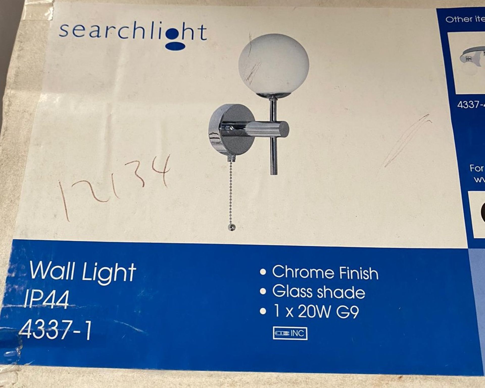 1 x Searchlight LED Wall Light in chrome with a glass shade - Ref: 4337-1 - New and Boxed Stock