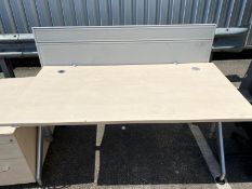 1 x Assorted Office Set Including Birch Desk, Pedestal and Grey Divider - Location: Altrincham WA14