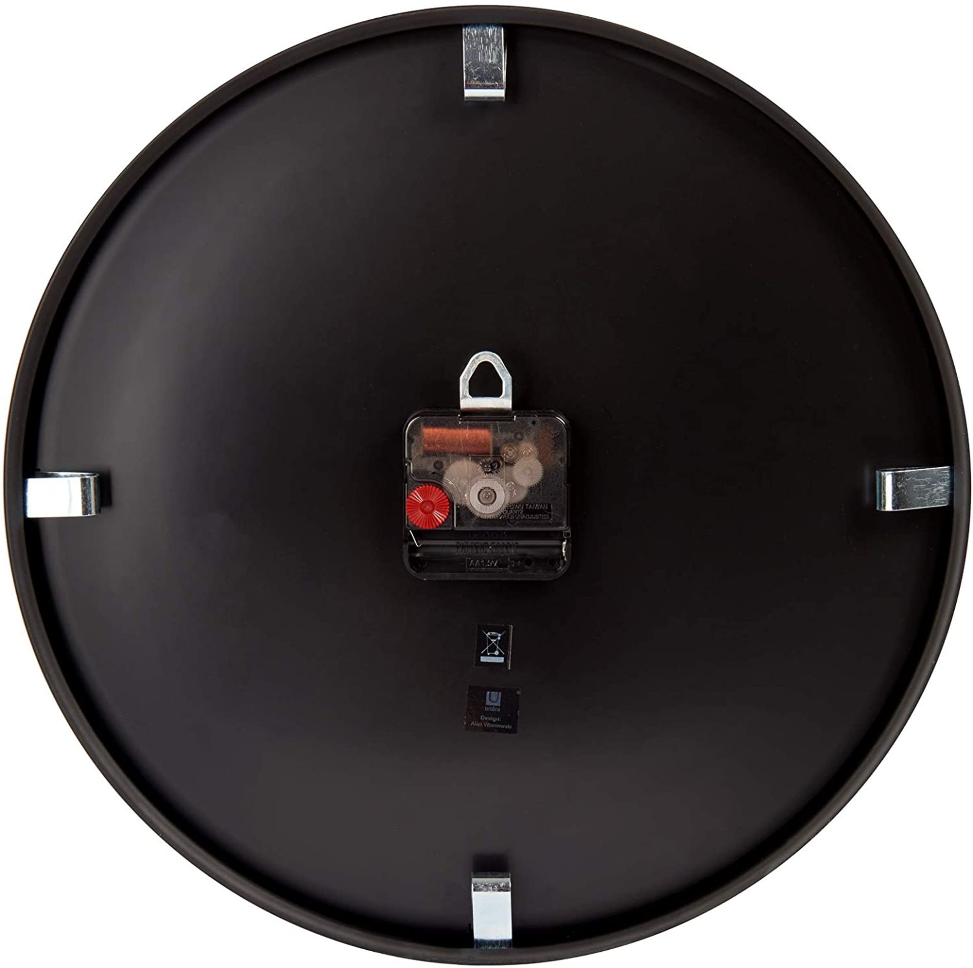 1 x 'Madera' Designer Wall Clock Featuring A Black Frame And Walnut Face - 32cm Diameter - Brand New - Image 4 of 5