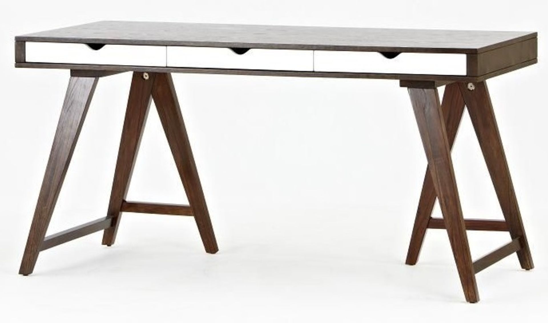 1 x Blue Suntree Ellwood Trestle Desk With a Dark Walnut Finish - RRP £280.00! - Image 2 of 3