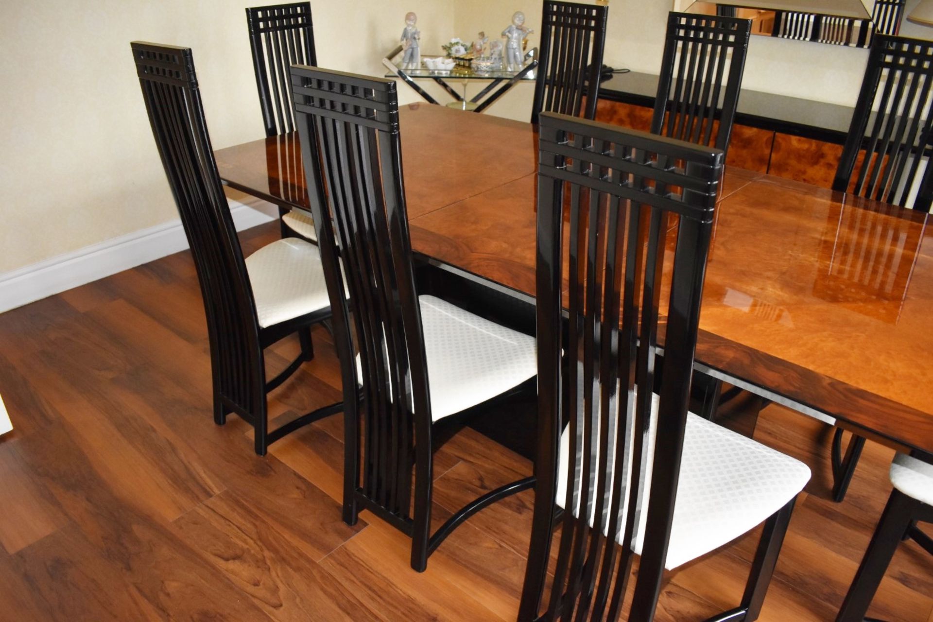 1 x Large Extending Dining Table With Eight Chairs - Features a Stunning Burr Walnut Centre With - Image 27 of 29