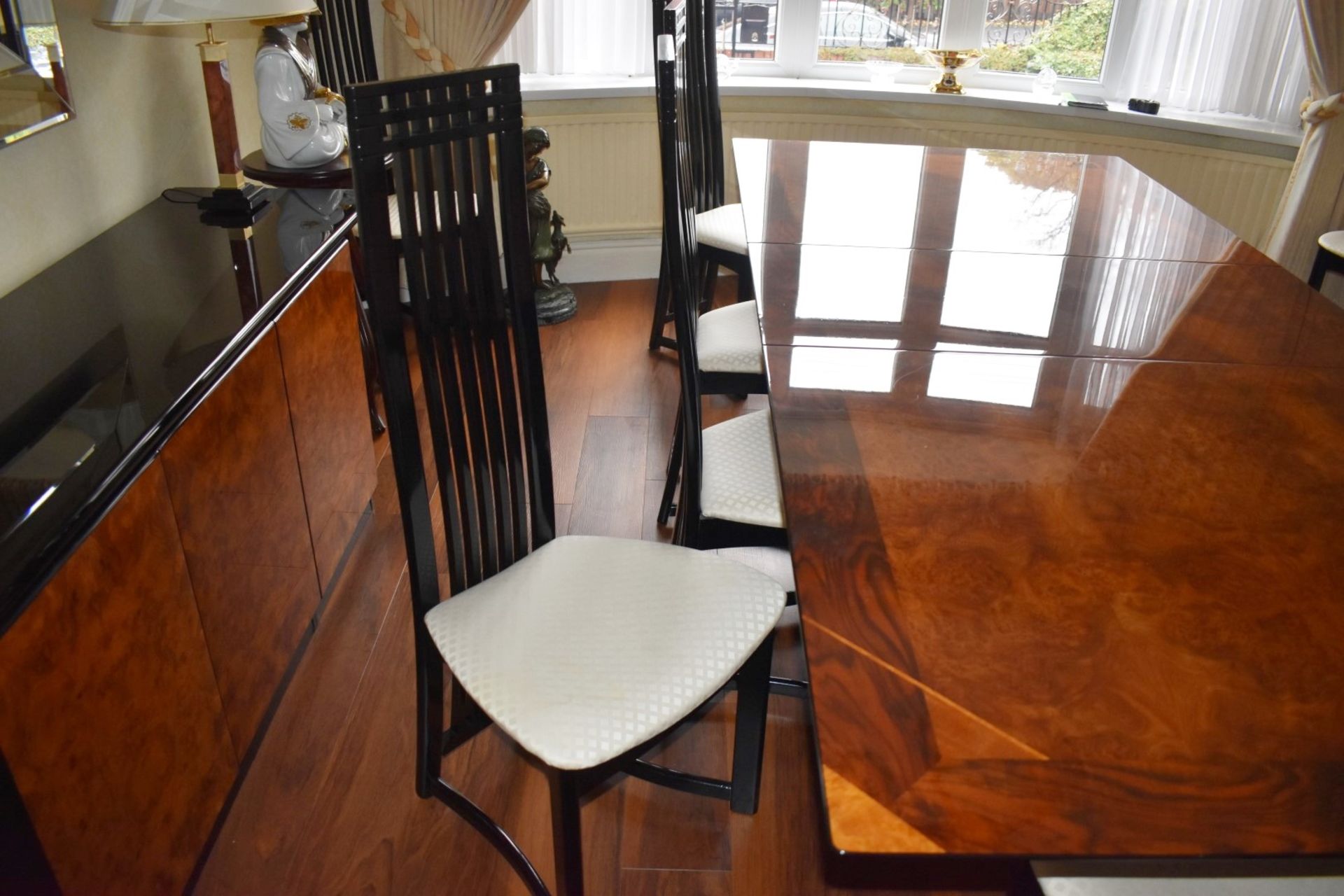 1 x Large Extending Dining Table With Eight Chairs - Features a Stunning Burr Walnut Centre With - Image 24 of 29