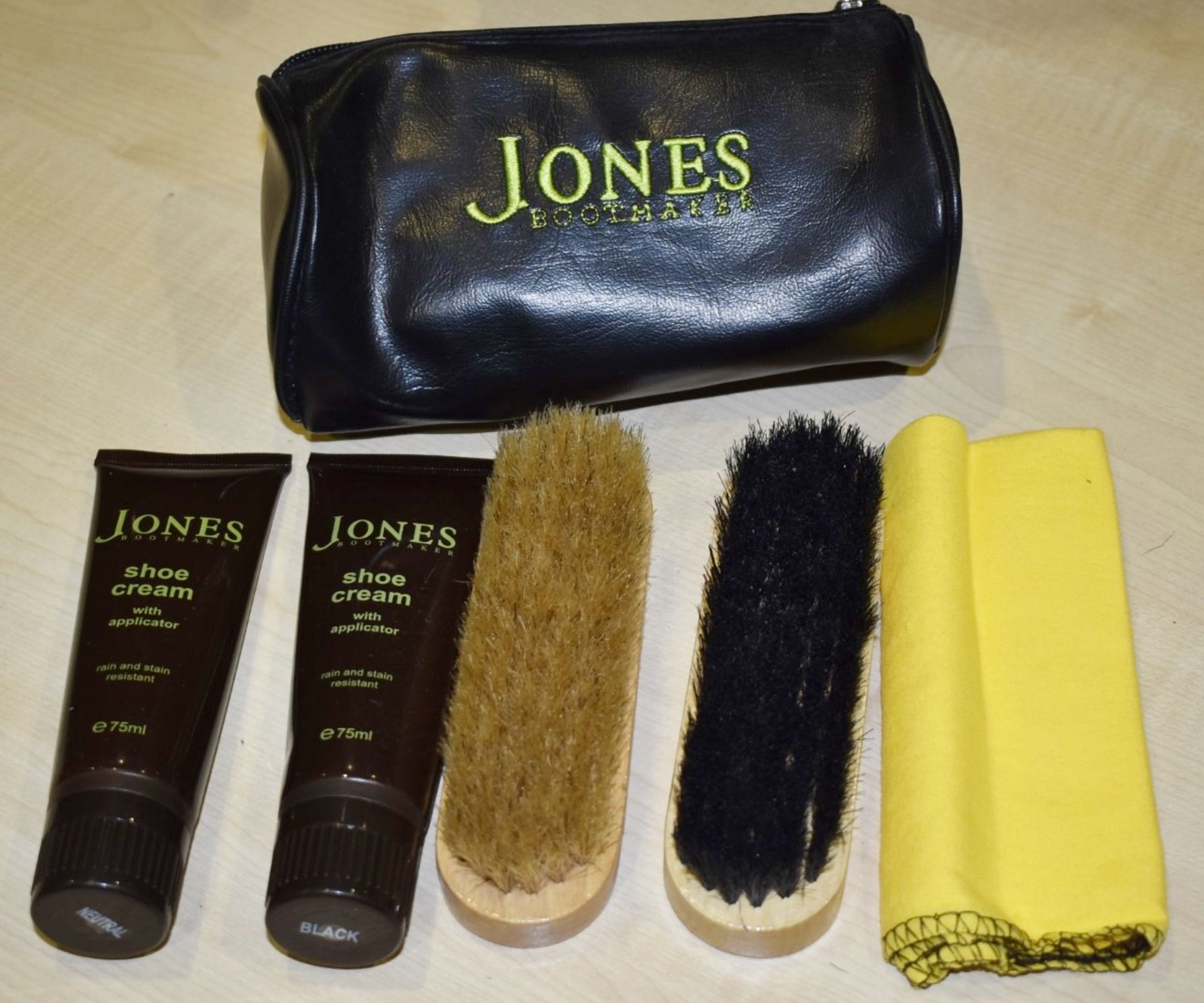 1 x Brand New Jones Shoe Cleaning Kit - Includes Creams, Brushes, Clothe and Carry Case - Ref: