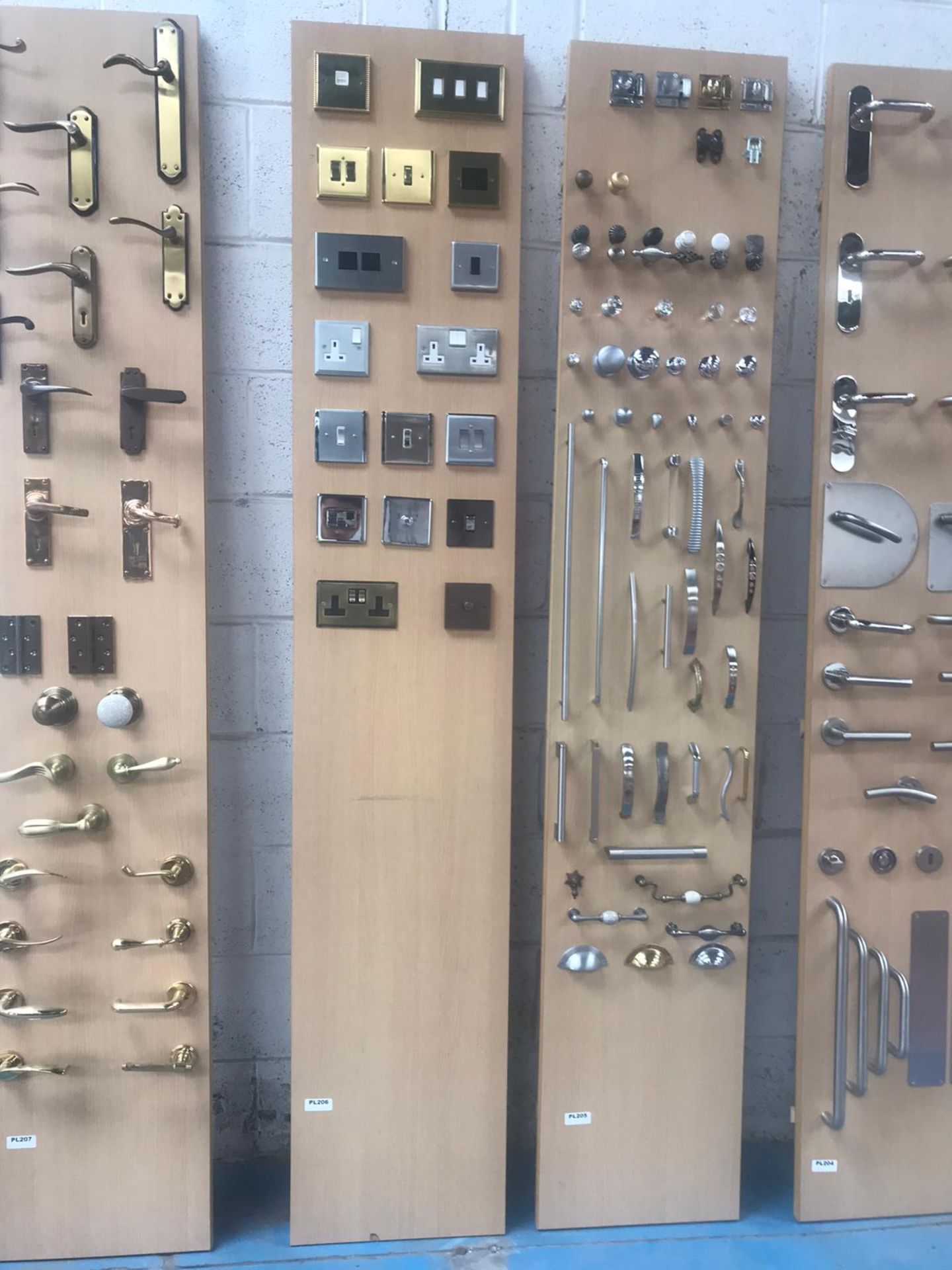 Large Collection of Display Units Fitted With Various Door Handles, Knobs, Knockers, Switches, - Image 13 of 15