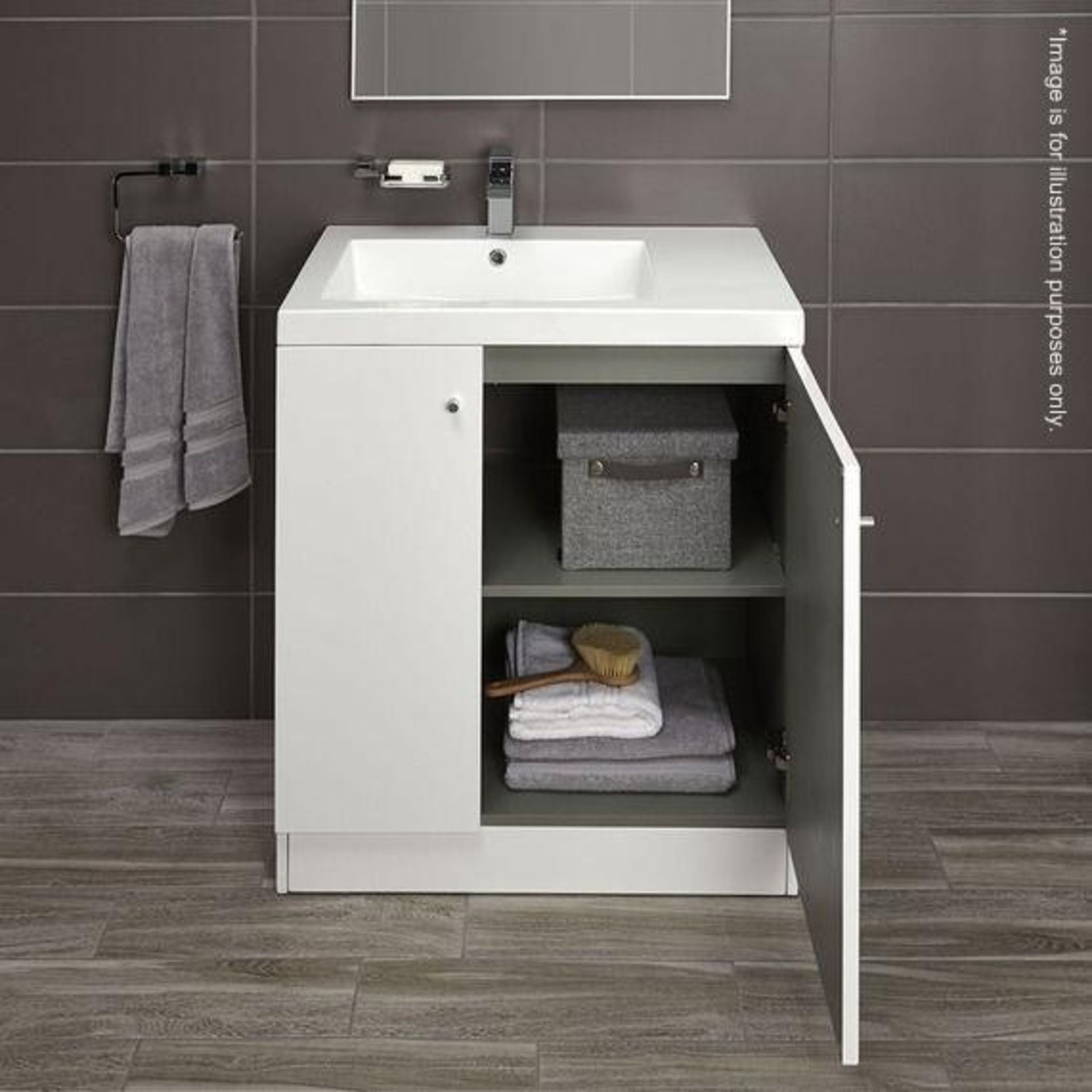10 x Alpine Duo 750 Floorstanding Vanity Units In Gloss White - Dimensions: H80 x W75 x D49.5cm - - Image 4 of 4
