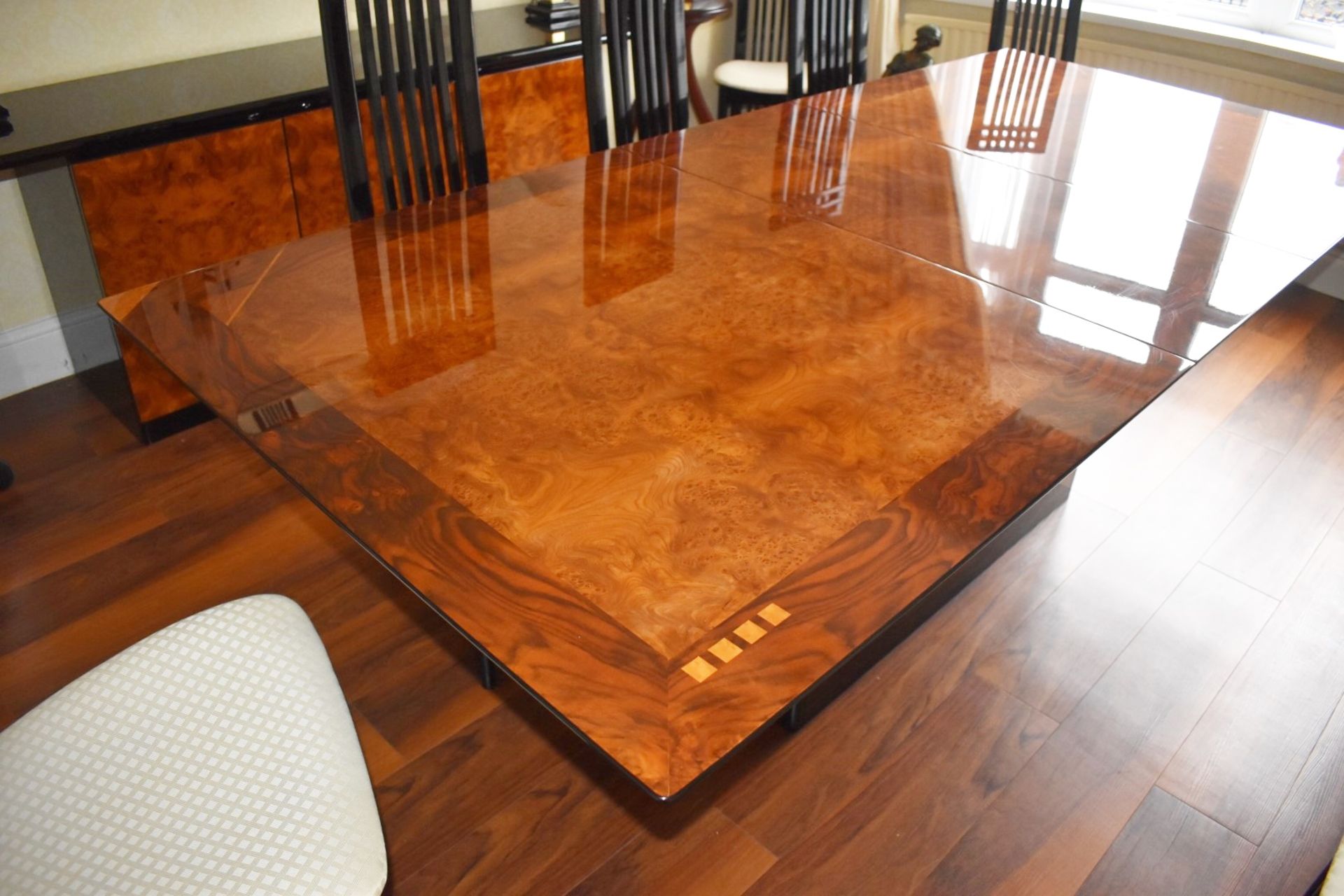 1 x Large Extending Dining Table With Eight Chairs - Features a Stunning Burr Walnut Centre With - Image 12 of 29