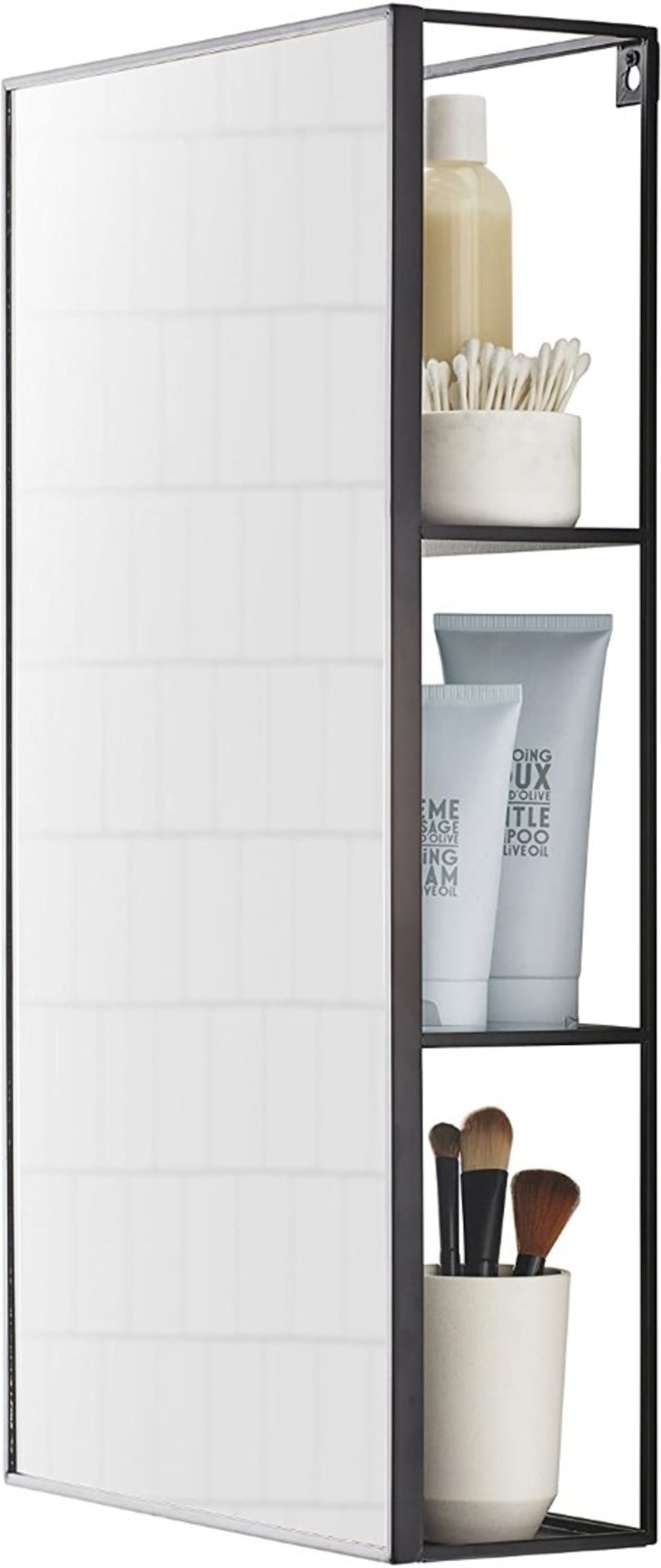 1 x Umbra 'CUBIKO' Sleek Modern Mirrored Medicine Cabinet With A Black Metal Frame - Dimensions: - Image 7 of 8
