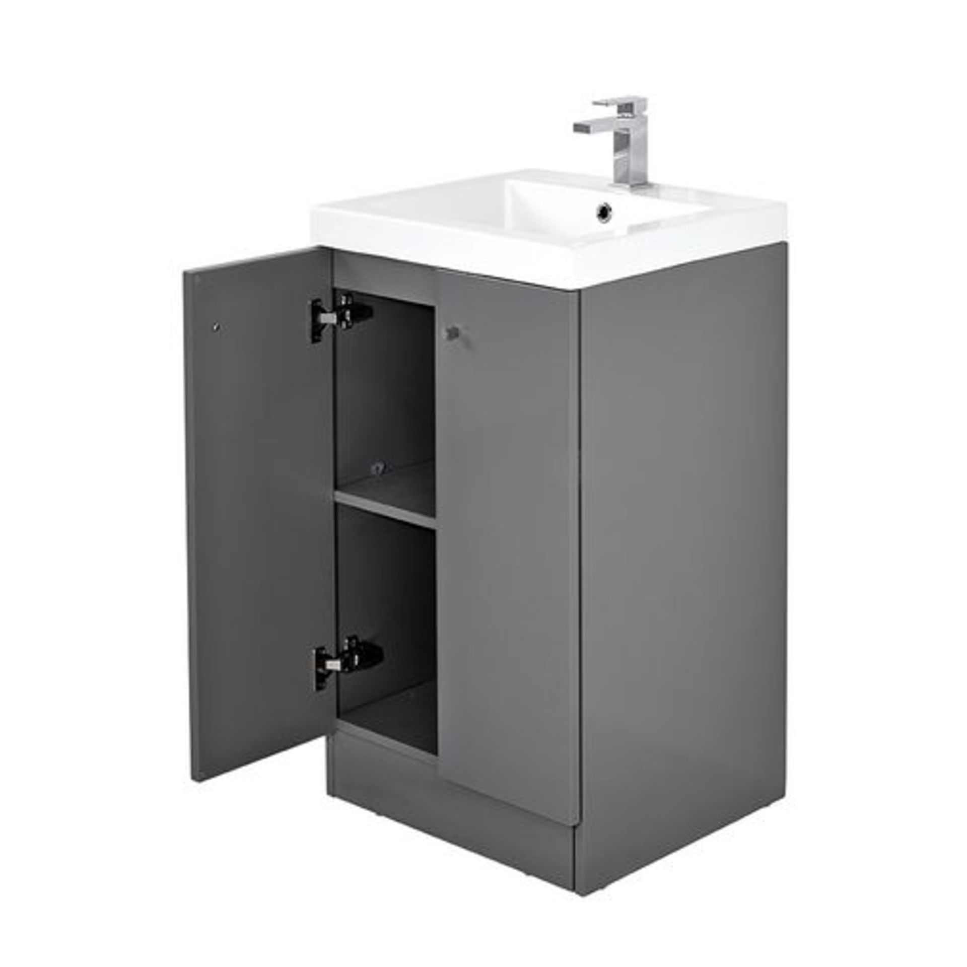 10 x Alpine Duo 500 Floor Standing Vanity unit - Gloss Grey - Brand New Boxed Stock - Dimensions: - Image 3 of 4