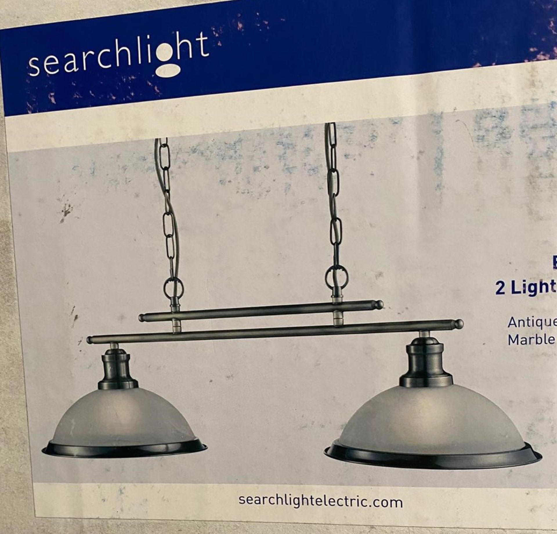 1 x Searchlight Bistro 2 Light Ceiling Bar in Antique Brass - Ref: 2682-2AB - New Boxed - RRP: £115 - Image 3 of 3