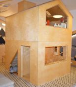 1 x Two Story Indoor Wooden Playhouse - Two Level Wendy House With Staircase, Shop Area and