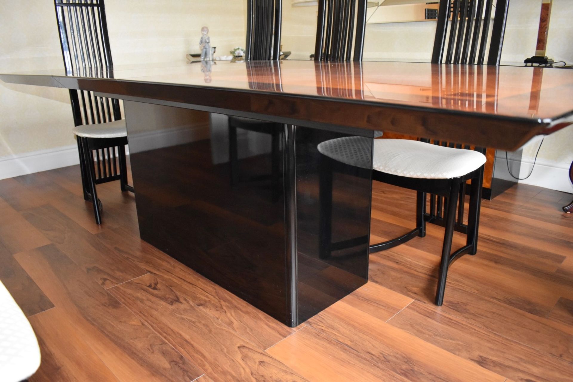 1 x Large Extending Dining Table With Eight Chairs - Features a Stunning Burr Walnut Centre With - Image 2 of 29