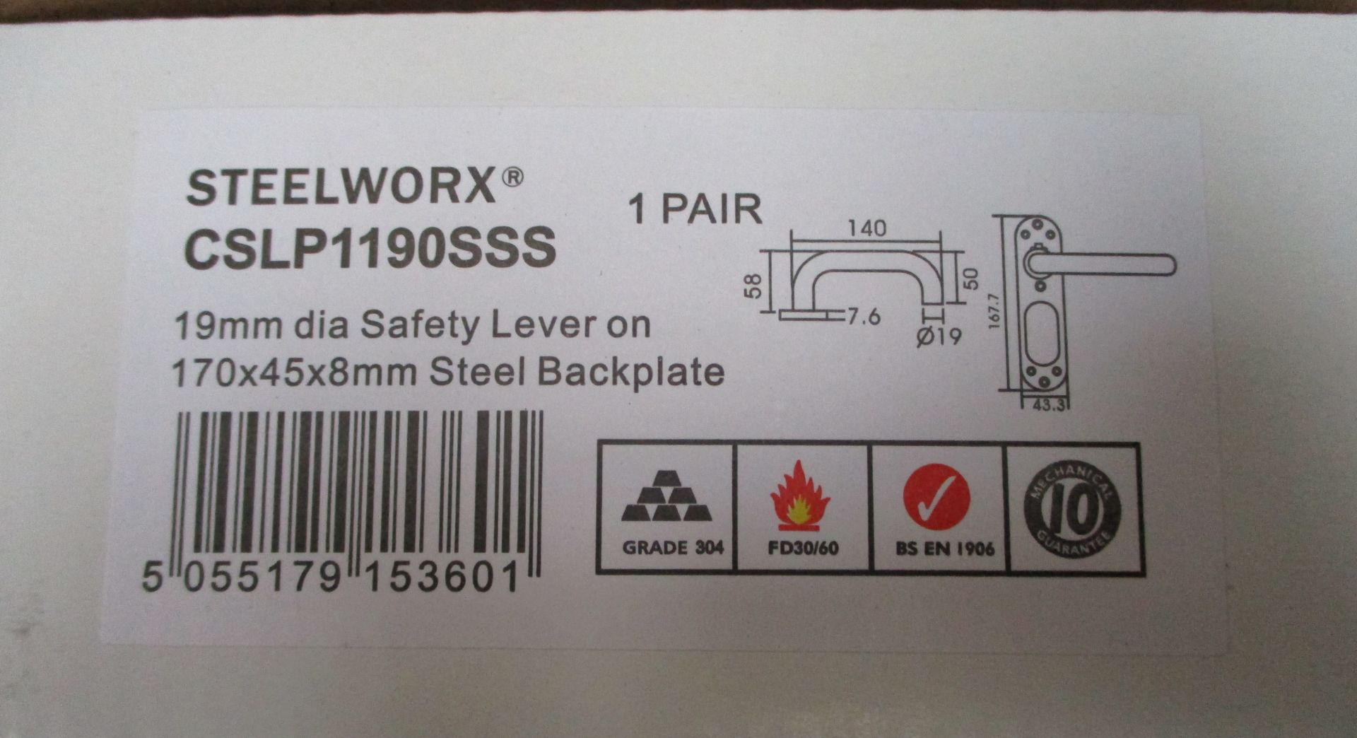 8 x Pairs of Steelworx 19mm Return Door Handles Backplate Satin Stainless Steel - Brand New - - Image 2 of 4