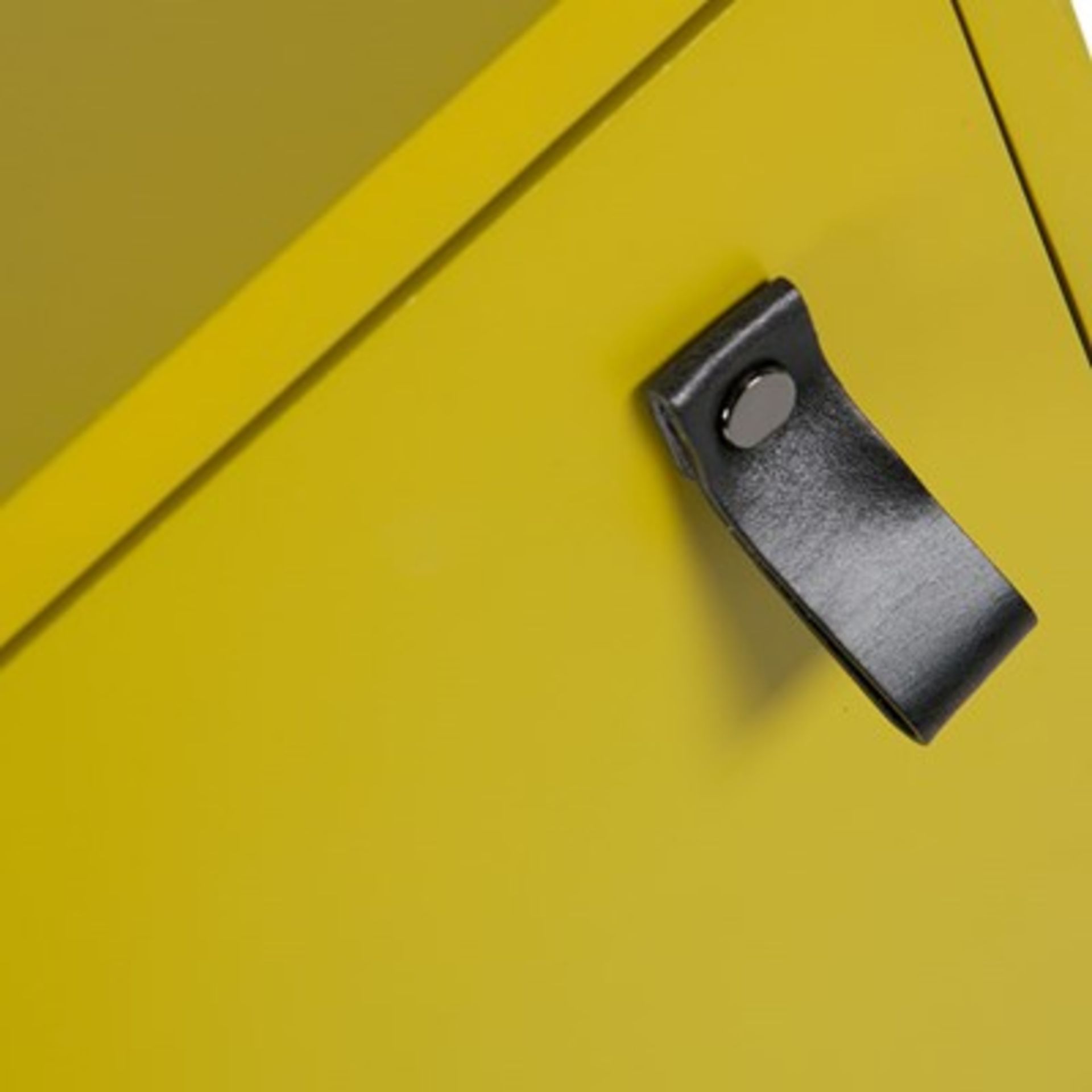 1 x WOOOD 'NICO' Contemporary 2-Door Cabinet In Mustard With Leather Handles - Brand New Boxed Stock - Image 2 of 3