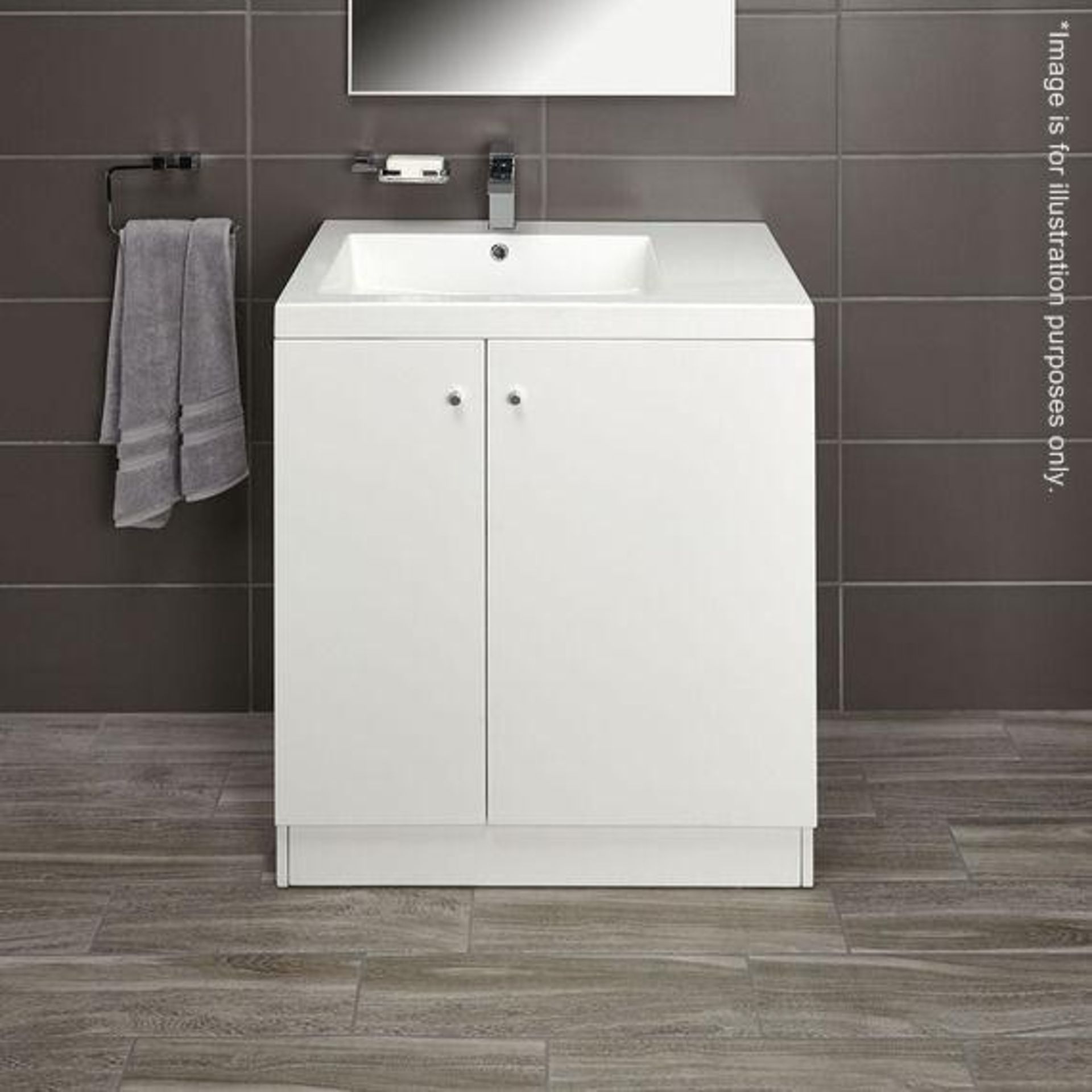 10 x Alpine Duo 750 Floorstanding Vanity Units In Gloss White - Dimensions: H80 x W75 x D49.5cm - - Image 3 of 4