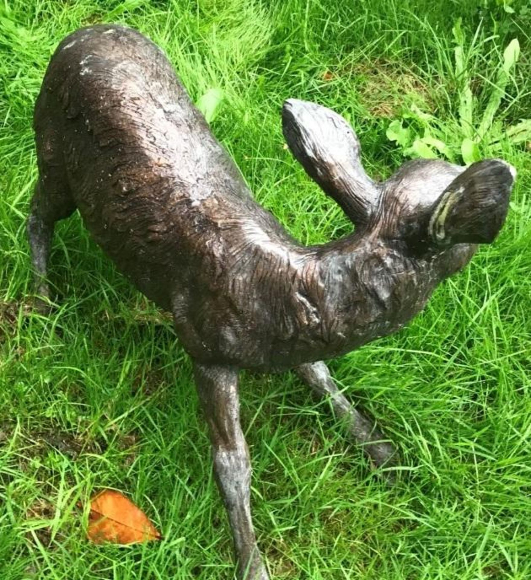 1 x A Magnificent Large Life Sized Bronze Fawn Deer Outdoor Sculpture / Stag - Measurement Width 75c - Image 3 of 6