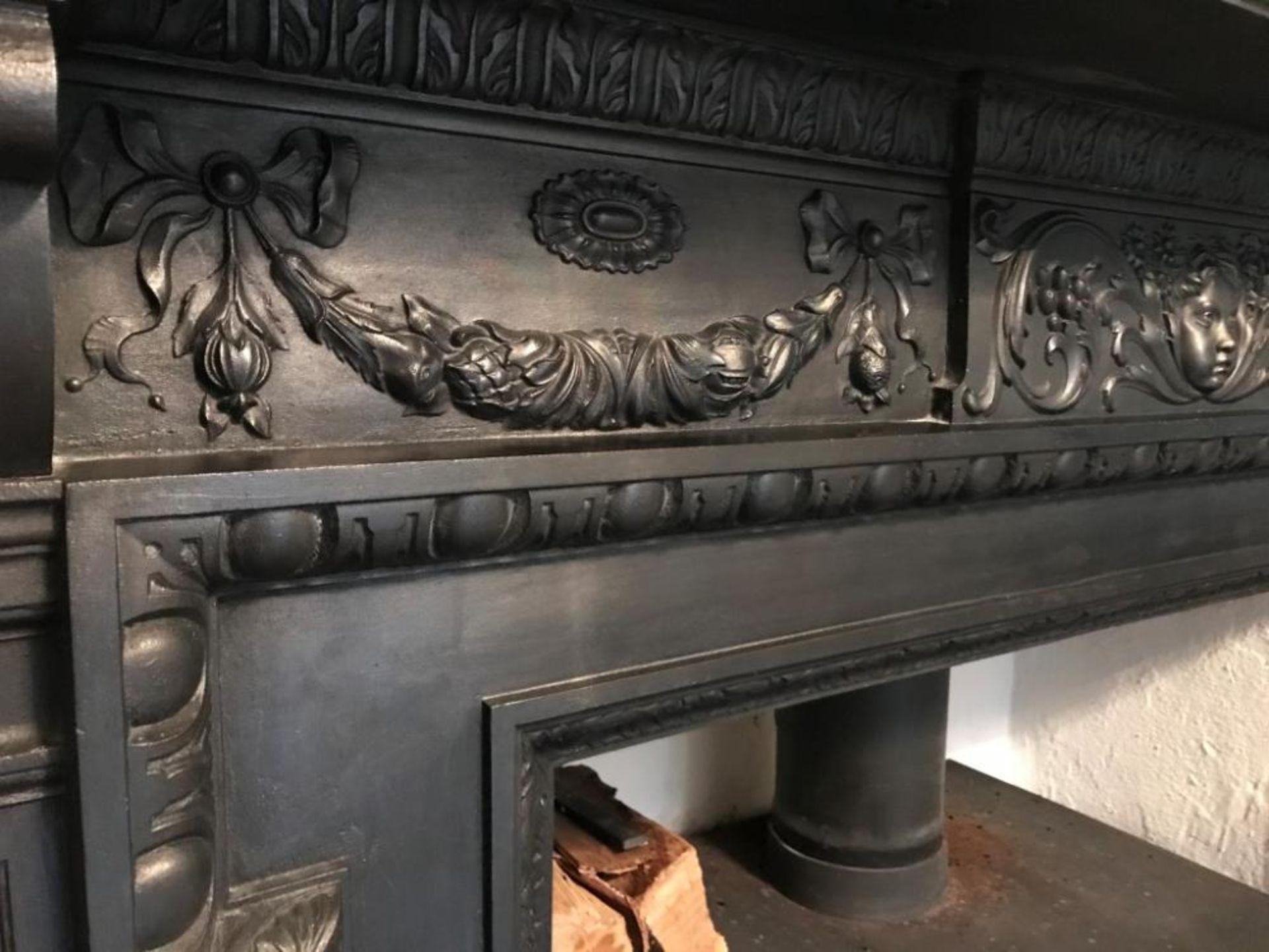 1 x Ultra Rare Stunningly Ornate Antique Victorian Cast Iron Fireplace, With Matching Cast Iron Mirr - Image 13 of 23