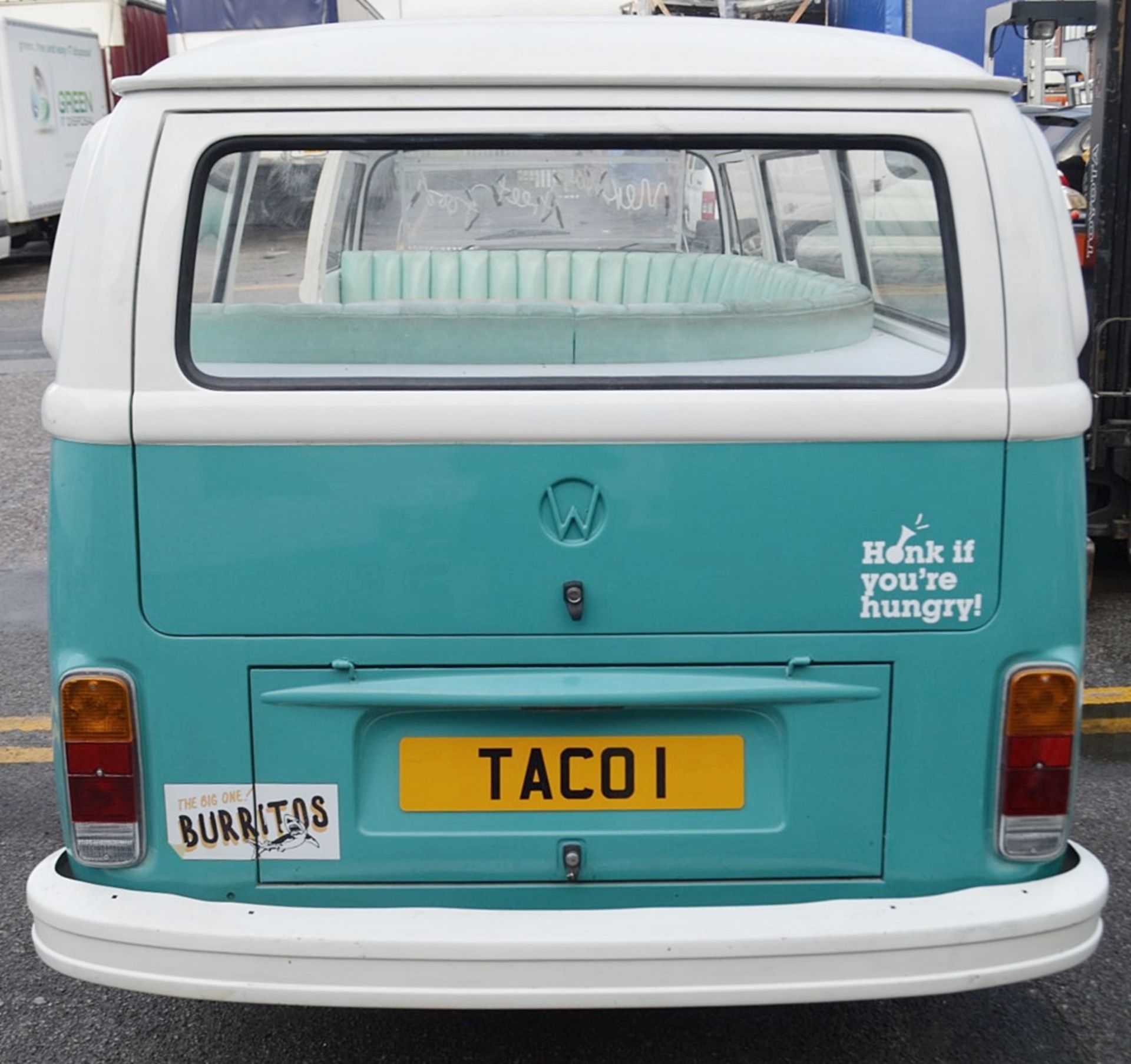 1 x Converted Vintage VW Camper Restaurant Seating Booth In Teal - Dimensions: H180 x W400 x D160cm - Image 5 of 21