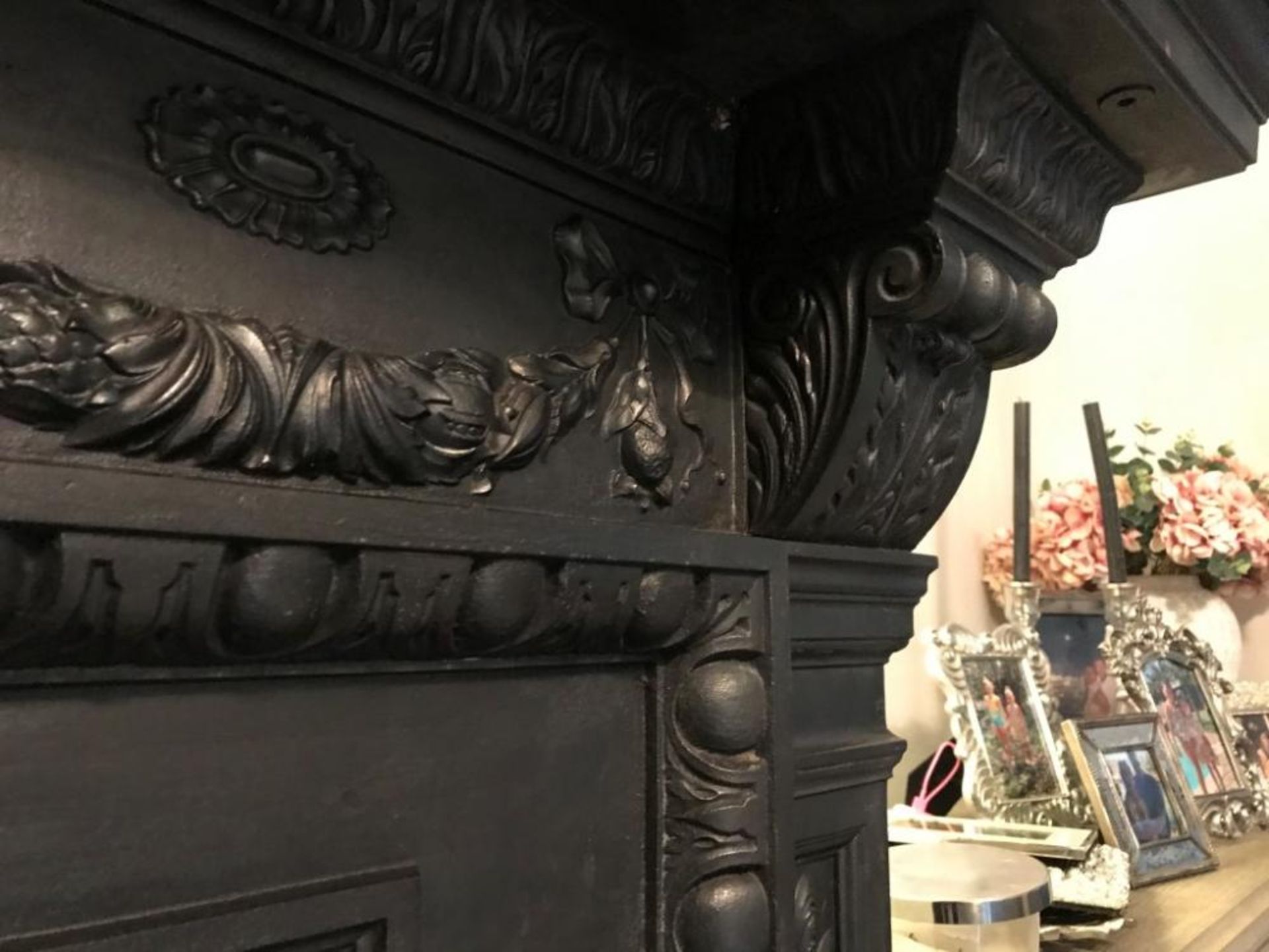 1 x Ultra Rare Stunningly Ornate Antique Victorian Cast Iron Fireplace, With Matching Cast Iron Mirr - Image 14 of 23