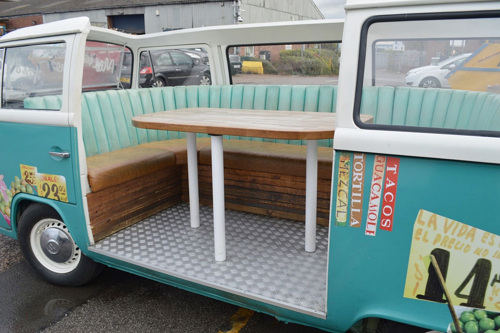 1 x Converted Vintage VW Camper Restaurant Seating Booth In Teal - Dimensions: H180 x W400 x D160cm - Image 4 of 21