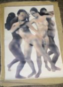 1 x Vintage Original Painting On Hessian Canvas Featuring Provocative Nude Imagery - Artist