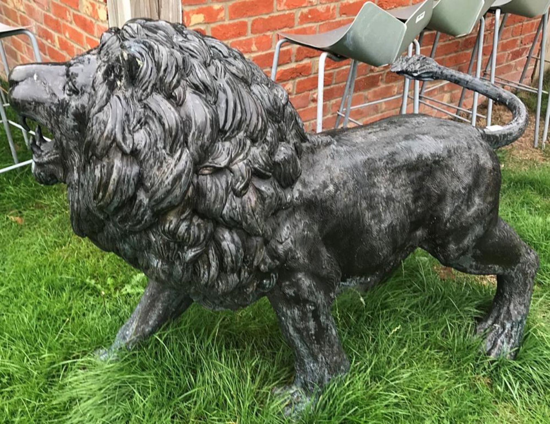 1 x Majestic Realistic Giant Solid Bronze Standing Male Lion Garden Sculpture, Looking Slightly To H - Image 3 of 7