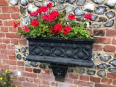 1 x Large Cast Iron Wall Ornamental Hanging Wall Planter Painted Black - Ref: JB179 - Pre-Owned - NO