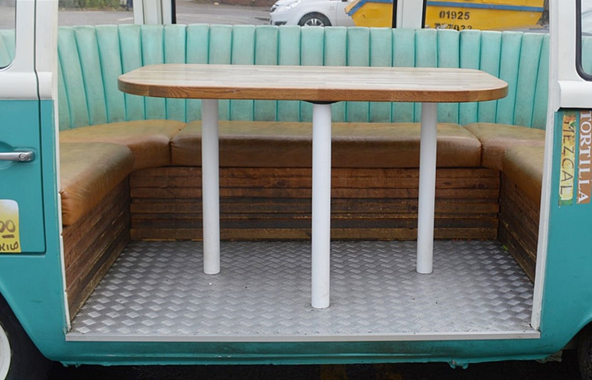 1 x Converted Vintage VW Camper Restaurant Seating Booth In Teal - Dimensions: H180 x W400 x D160cm - Image 12 of 21