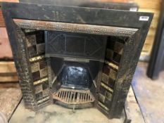 1 x Rare Antique Victorian Cast Iron Fire Insert With Patterned Tiles To Sides - Dimensions: Width 9