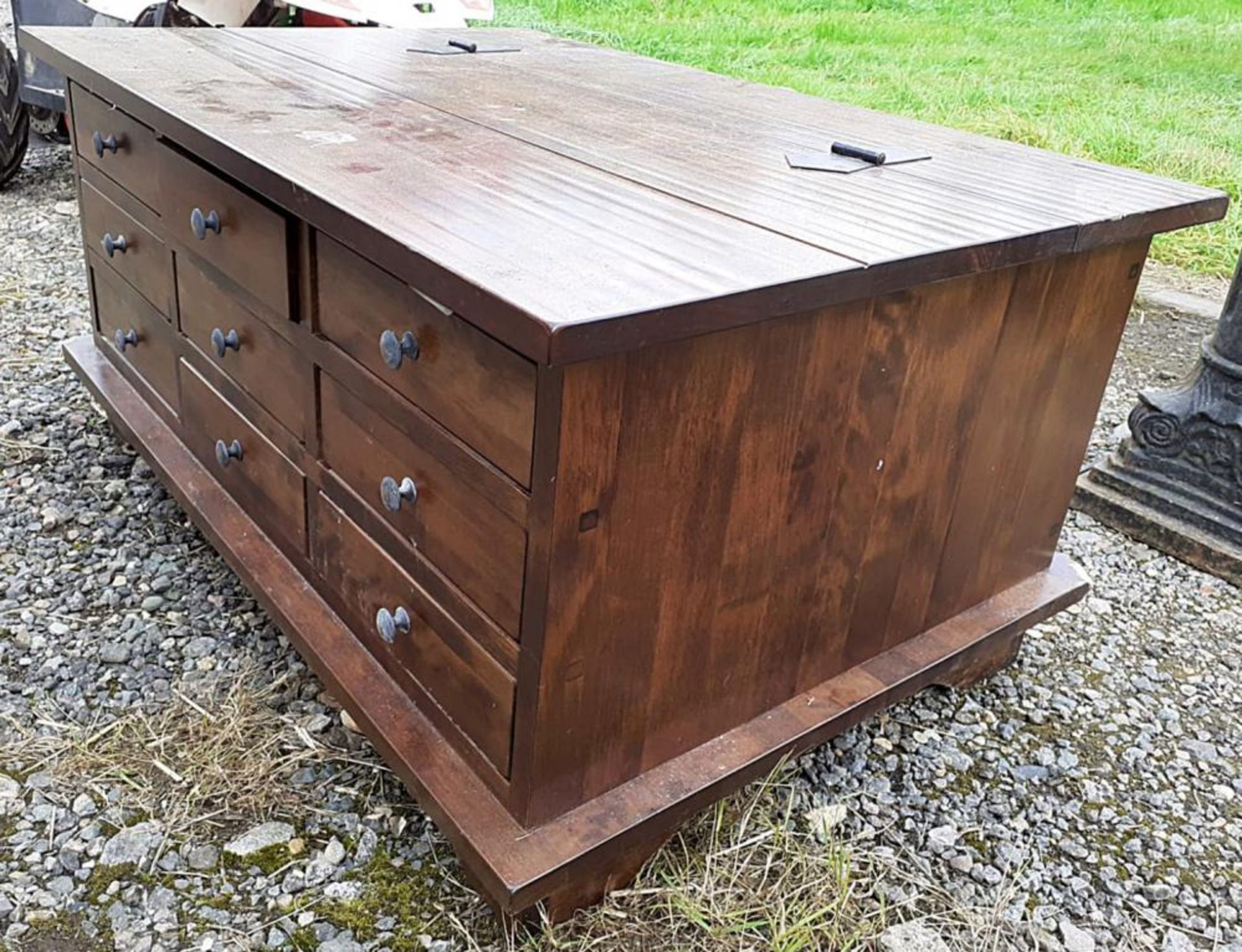 1 x Timber Linen / Bedroom Chest With 9 x Drawers - See Pictures For Condition - Dimensions: 90cm x - Image 3 of 7