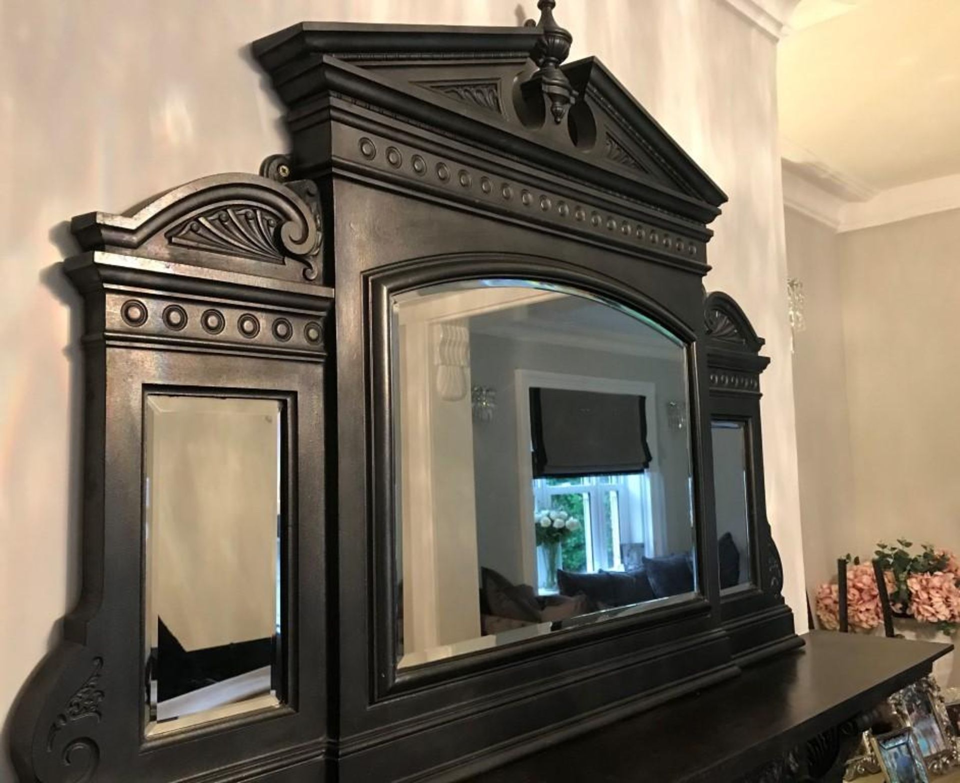 1 x Ultra Rare Stunningly Ornate Antique Victorian Cast Iron Fireplace, With Matching Cast Iron Mirr - Image 10 of 23