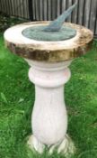 1 x Solstice Stone Sundial Shaped Pedestal With Dial Plate - Measurements Height 84cm x Diameter 40c