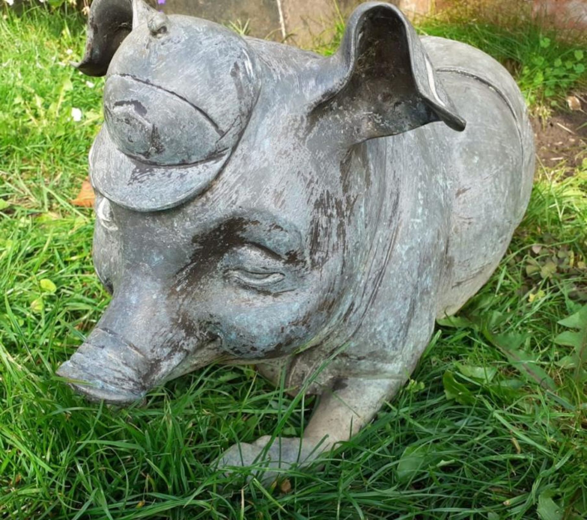 1 x Lazy Pig Metal Garden Statue - Dimensions: L 80cm x 30 x height 30cm - Ref: JB101 - Pre-Owned - - Image 4 of 8