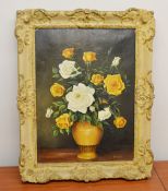 1 x Framed Picture Of Flowers - Dimensions: 50 x 40cm - Ref: MD163 / WH1 D-OFF - Pre-owned, From A