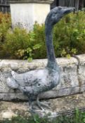 1 x A Lifelike Sized Bronze Swan / Goose Outdoor Sculpture / Statue - Dimensions: Width 60cm x Heigh