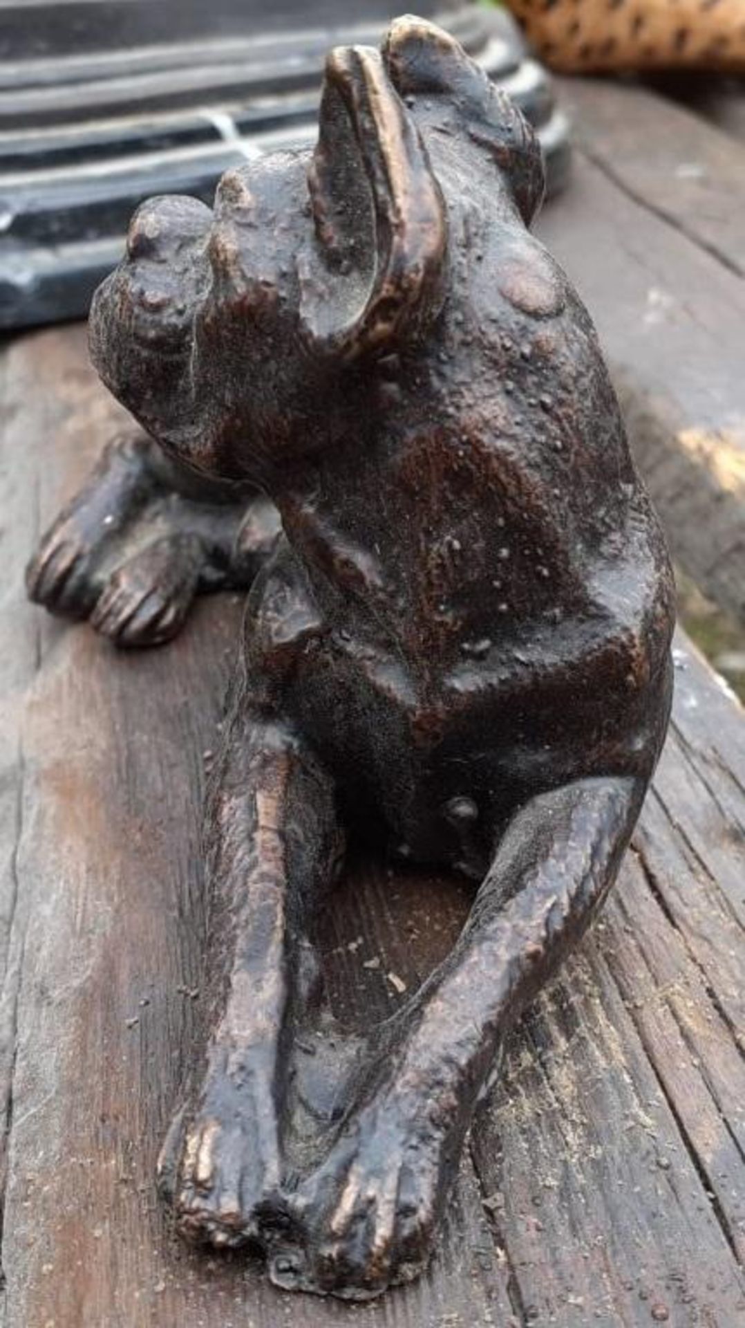 1 x Small Bronze Dog Ornament - Dimensions: width 14cm x height 8cm - Ref: JB207 - Pre-Owned - NO VA - Image 3 of 4