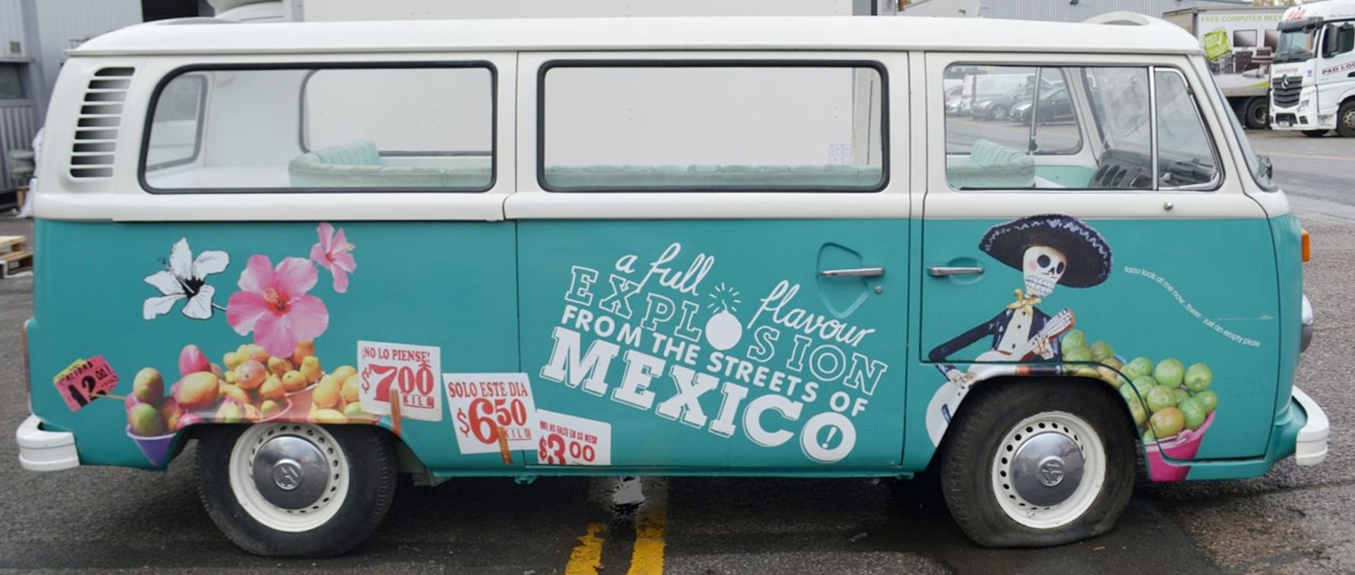 1 x Converted Vintage VW Camper Restaurant Seating Booth In Teal - Dimensions: H180 x W400 x D160cm - Image 3 of 21