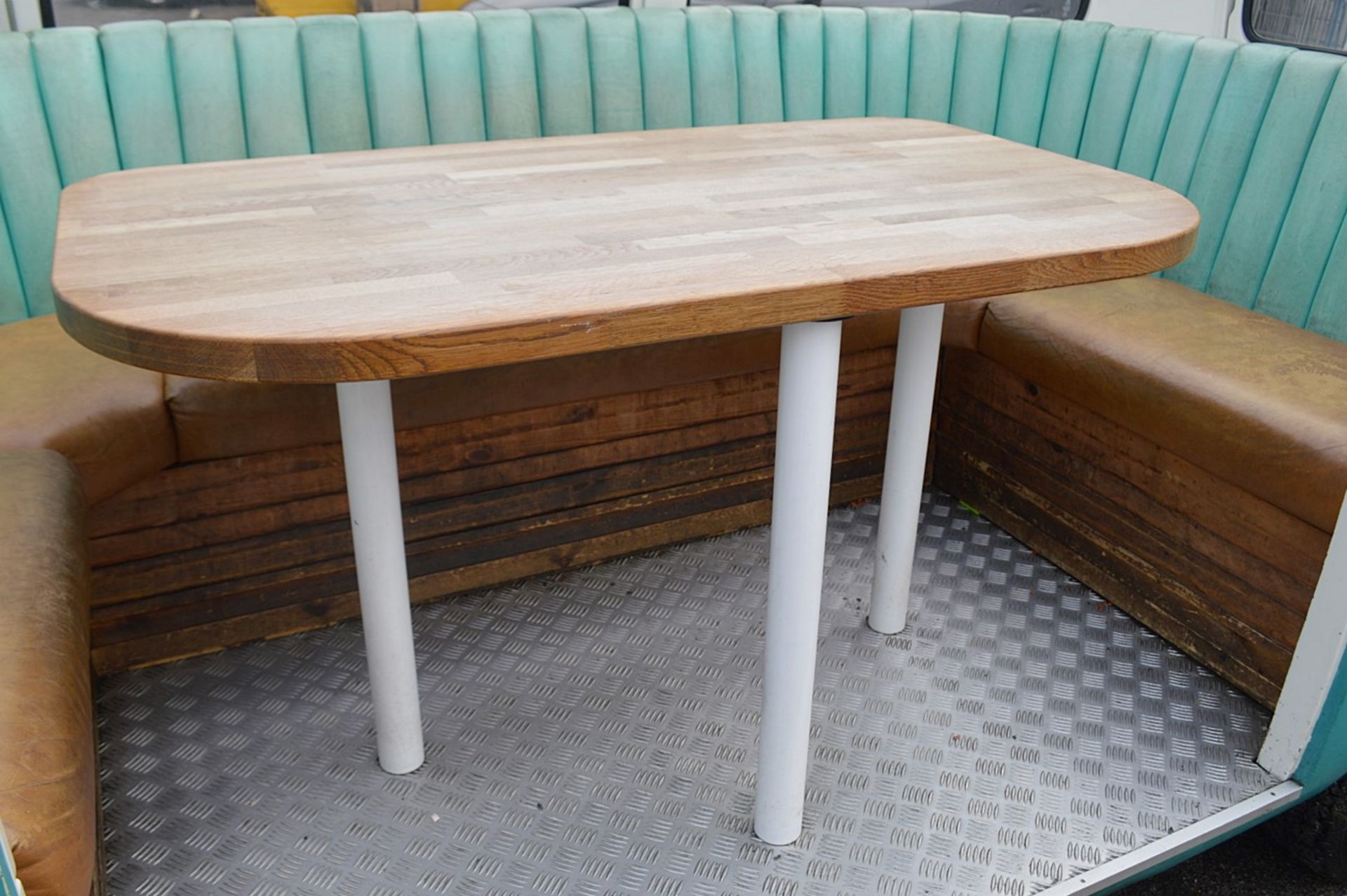 1 x Converted Vintage VW Camper Restaurant Seating Booth In Teal - Dimensions: H180 x W400 x D160cm - Image 13 of 21