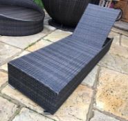 1 x Kensington Wicker / Rattan Sun Lounger With Adjustable Recliner Plus Lounger Cushions / Mattress