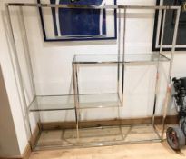 1 x Modern Chrome And Glass Display Unit - Dimensions: Width 159cm x Depth 38cm x Height 159cm - Re