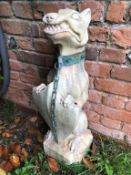 1 x Tall Gothic Style Guard Dog Statue Holding Shield with Metal Dog Colllar and Chain Lead - Measur