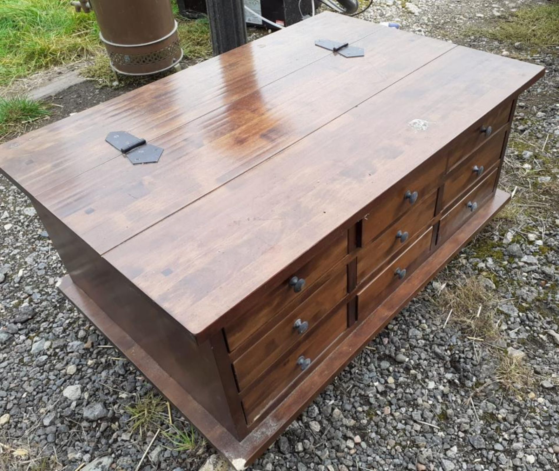 1 x Timber Linen / Bedroom Chest With 9 x Drawers - See Pictures For Condition - Dimensions: 90cm x - Image 2 of 7