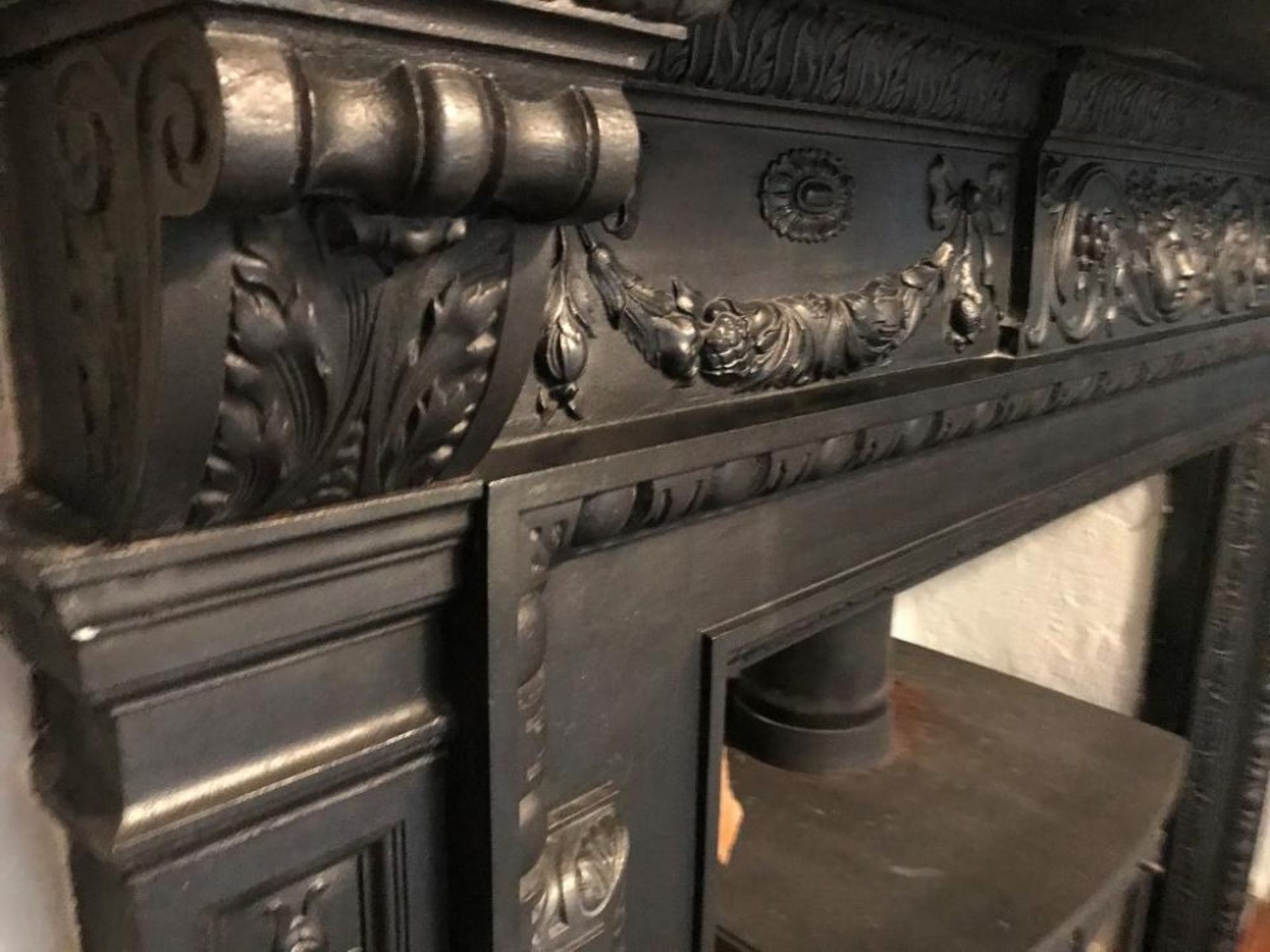 1 x Ultra Rare Stunningly Ornate Antique Victorian Cast Iron Fireplace, With Matching Cast Iron Mirr - Image 8 of 23