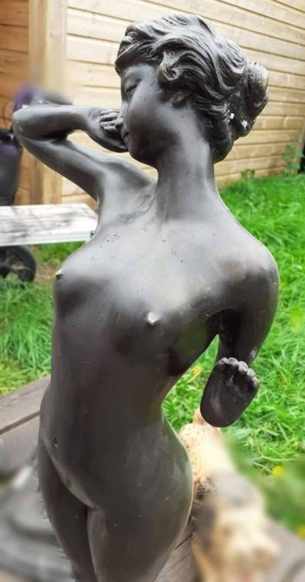 1 x Tall Table Statue of Black Metal Female Nude Art Deco Styling - Dimensions: Height 82cm x base 2 - Image 8 of 8